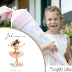 Schultüte Mädchen Personalisiert Schultüte Stoff Ballett Zuckertüte Mädchen Schultüte Ballerina Einschulung Stoff Tänzerin Schultüte