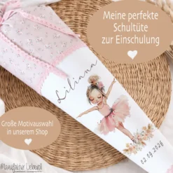 Schultüte Mädchen Personalisiert Schultüte Stoff Ballett Zuckertüte Mädchen Schultüte Tänzerin Einschulung Stoff Ballerina Schultüte