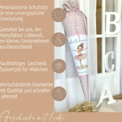 Schultüte Mädchen Personalisiert Schultüte Stoff Ballett Zuckertüte Mädchen Schultüte Tänzerin Einschulung Stoff Ballerina Schultüte