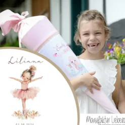 Schultüte Mädchen Personalisiert Schultüte Stoff Ballett Zuckertüte Mädchen Schultüte Tänzerin Einschulung Stoff Ballerina Schultüte