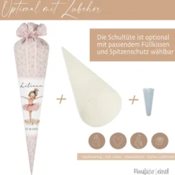 Schultüte Mädchen Personalisiert Schultüte Stoff Ballett Zuckertüte Mädchen Schultüte Tänzerin Einschulung Stoff Ballerina Schultüte