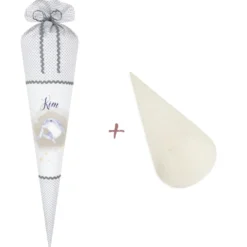 Schultüte mit Delfin und Namen | Stoffschultüte für das Schulkind | Optional mit Füllkissen und Spitzenschutz