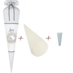 Schultüte mit Delfin und Namen | Stoffschultüte für das Schulkind | Optional mit Füllkissen und Spitzenschutz