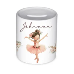 Spardose "Ballerina" mit Namen für Mädchen | Geld Geschenk für Kinder | Personalisiertes Geldgeschenk I Babygeschenk Mädchen