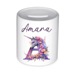 Spardose "Einhorn" mit Namen für Mädchen | Geld Geschenk für Kinder | Personalisiertes Geldgeschenk Pferde Motiv I Babygeschenk Mädchen