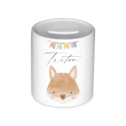 Spardose für Kinder - Personalisiert mit dem Namen, Motiv "Fuchs" aus Keramik
