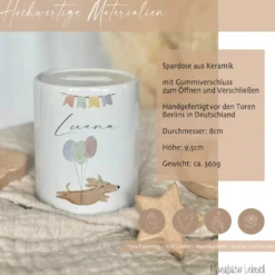 Spardose Hund - Personalisierte Kinderspardose aus Keramik
