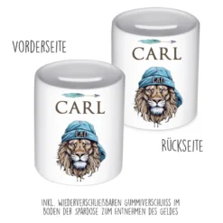 Spardose "Löwe" mit Namen für Jungen | Geschenk für Kinder Teenager | Personalisiertes Geldgeschenk I Geschenkidee zum Geburtstag | 10 Motive zur Auswahl