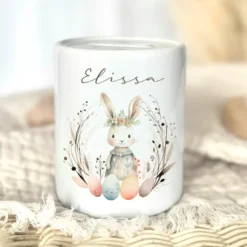 Spardose mit Namen für Kinder mit Ostermotiven