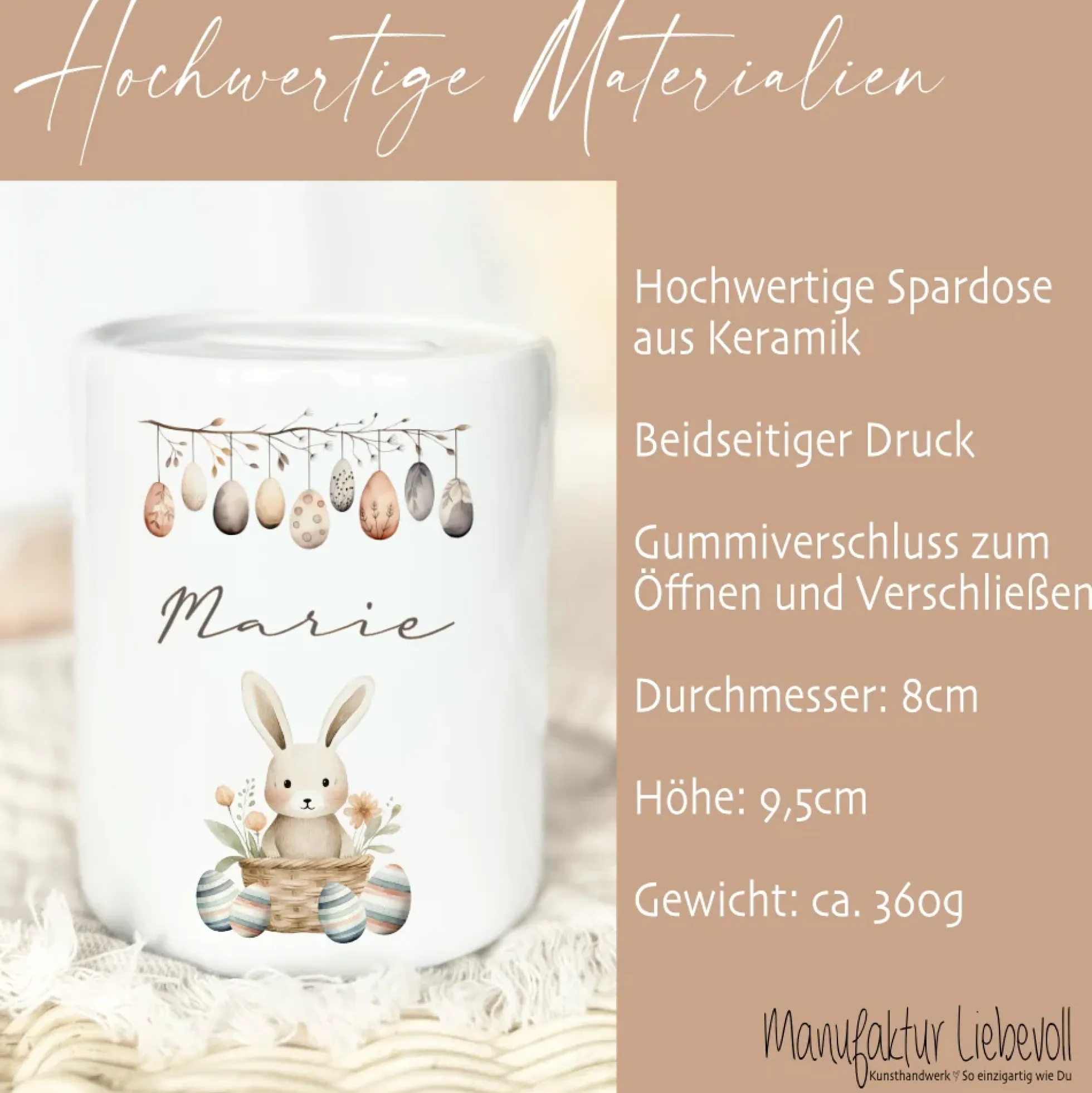 Spardose mit Namen für Kinder mit Ostermotiven