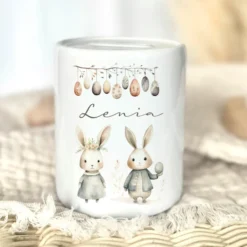 Spardose mit Namen für Kinder mit Ostermotiven