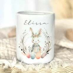 Spardose mit Namen für Kinder mit Ostermotiven