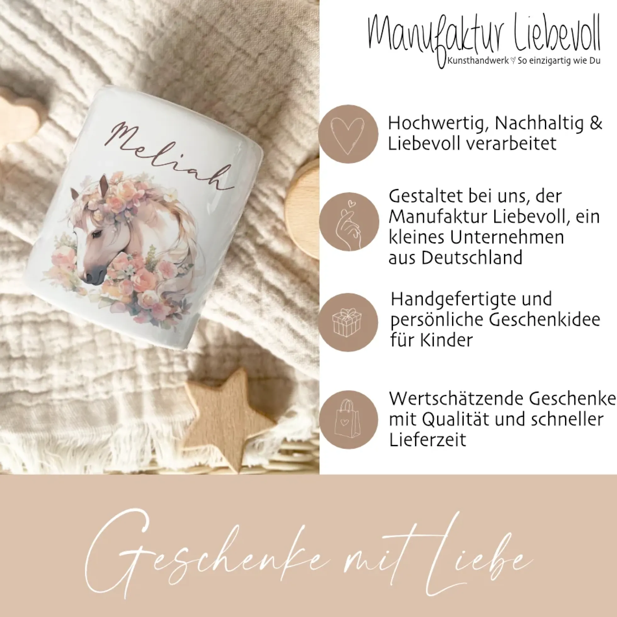 Spardose "Pferd" mit Namen für Mädchen | Geschenk für Kinder | Personalisiertes Geldgeschenk I Geschenkidee zum Geburtstag | 10 Motive zur Auswahl