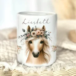 Spardose "Pony" mit Namen für Mädchen | Geld Geschenk für Kinder | Personalisiertes Geldgeschenk Pferde Spardose I Babygeschenk Mädchen