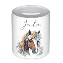 Spardose "Pony" mit Namen für Mädchen | Geschenk für Kinder | Personalisiertes Geldgeschenk I Geschenkidee zum Geburtstag | 10 Motive zur Auswahl