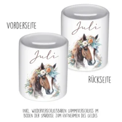 Spardose "Pony" mit Namen für Mädchen | Geschenk für Kinder | Personalisiertes Geldgeschenk I Geschenkidee zum Geburtstag | 10 Motive zur Auswahl