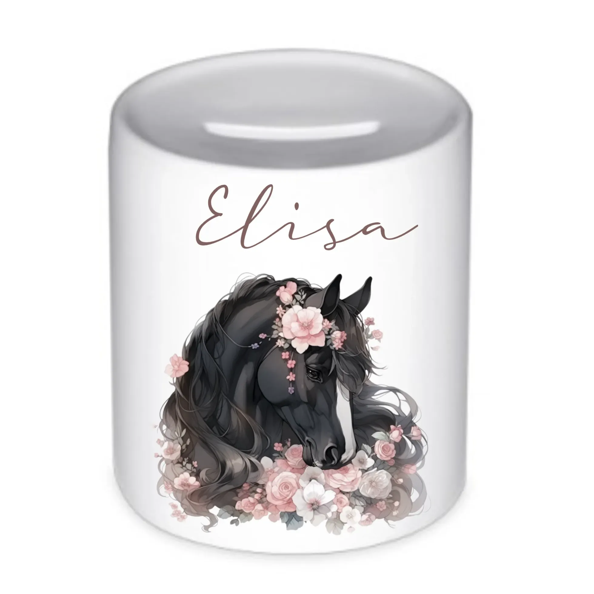 Spardose "Pony" mit Namen für Mädchen | Geschenk für Kinder | Personalisiertes Geldgeschenk I Geschenkidee zum Geburtstag | 10 Motive zur Auswahl