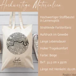 Stoffbeutel City Map mit 23 Städten zur Auswahl ... New York London Berlin Paris uvm.