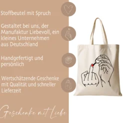 Stoffbeutel Einkaufstasche Beutel bedruckt Love Kiss Mittelfinger Fuck Statement Beuteltasche Damen Frau Liebe