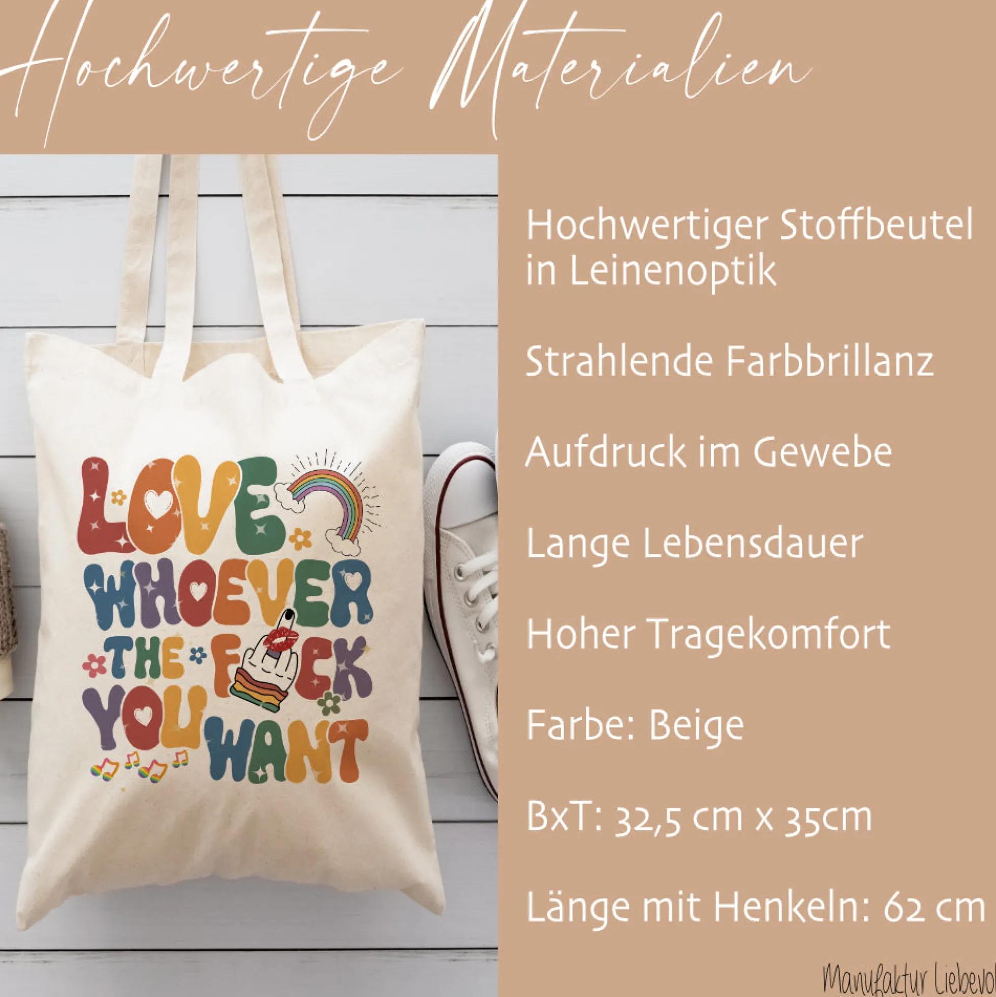 Stoffbeutel Einkaufstasche Beutel bedruckt Love Kiss Mittelfinger Fuck Statement Beuteltasche Damen Frau Liebe