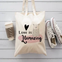 Stoffbeutel Lama Stofftasche Spruch Llamasté, Lächle... anspucken, Love ist Llamazing, No drama Llama