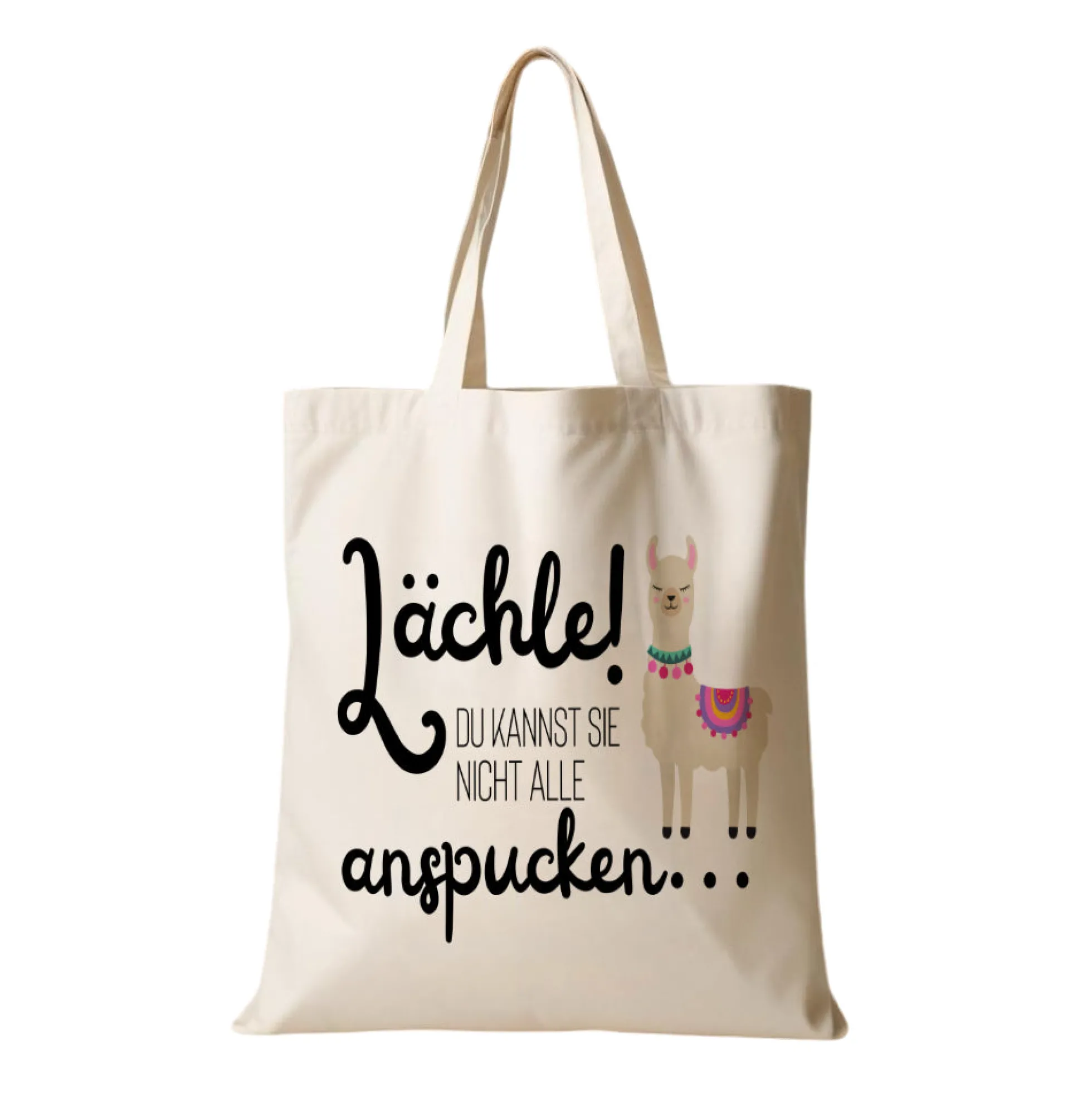 Stoffbeutel Lama Stofftasche Spruch Llamasté, Lächle... anspucken, Love ist Llamazing, No drama Llama