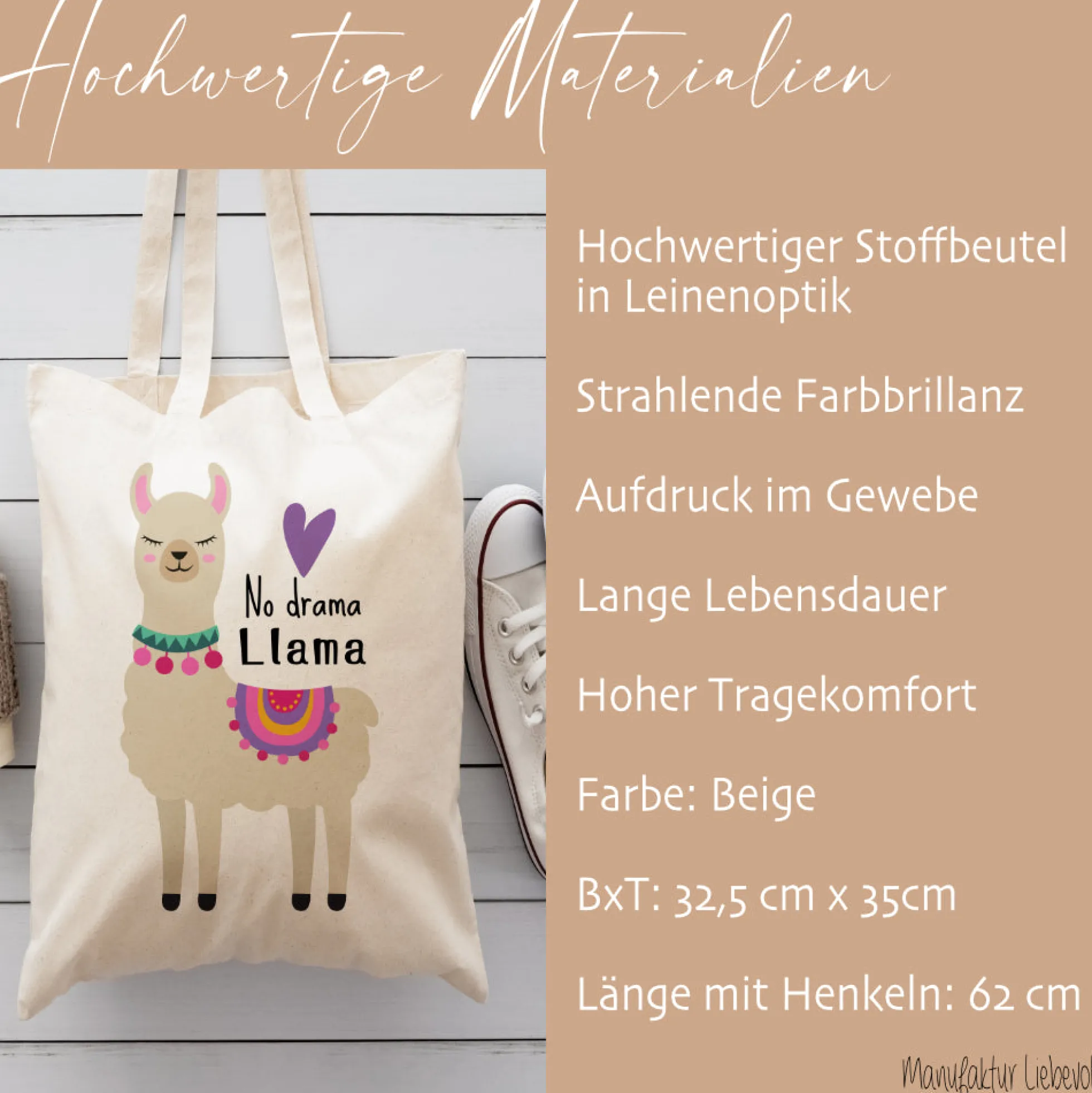 Stoffbeutel Lama Stofftasche Spruch Llamasté, Lächle... anspucken, Love ist Llamazing, No drama Llama