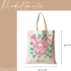 Stoffbeutel mit Namen bedruckt, Motive: Osterohren, Bubble Gum Osterhasen