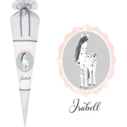 Stoffschultüte mit Pony und Namen | Nachhaltige Schultüte aus Stoff gefertigt | Optional mit Füllkissen und Spitzenschutz