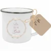Tasse aus Emaille "Du bist die Beste" | Geschenkidee für besondere Menschen wie Mama, Oma, Beste Freundin | Tassengeschenk inkl. Geschenkanhänger