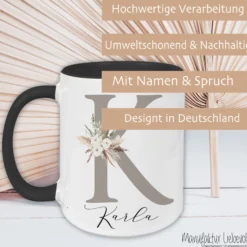 Tasse "Erzieherin mit Herz" | Personalisiertes Geschenk als Dankeschön und zum Abschied | Keramiktasse mit Namen und Buchstaben