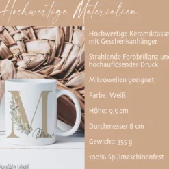 Tasse "Eukalyptus" mit Buchstaben und Namen für Frauen