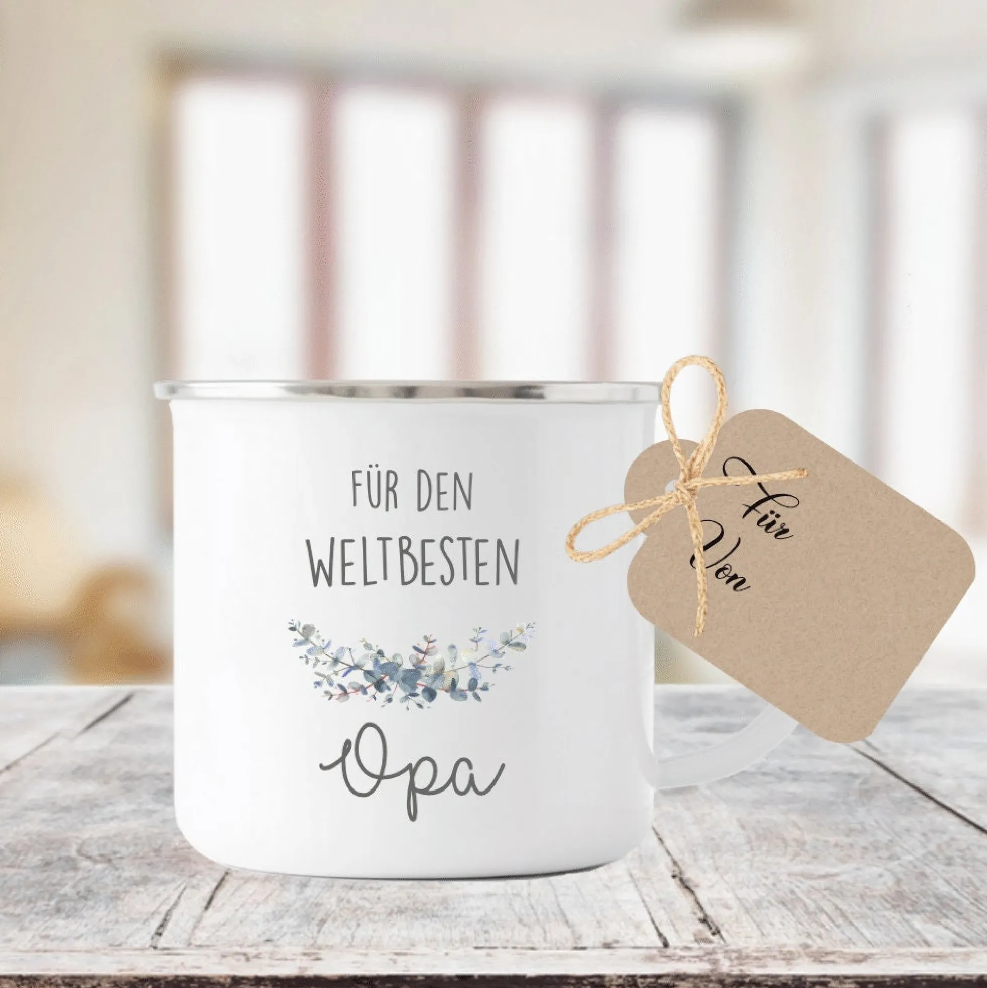 Tasse "Für den Weltbesten Opa" | Originelle Geschenkidee für Großväter | inkl. Geschenkanhänger zum Beschriften | 2 Motivvarianten zur Auswahl