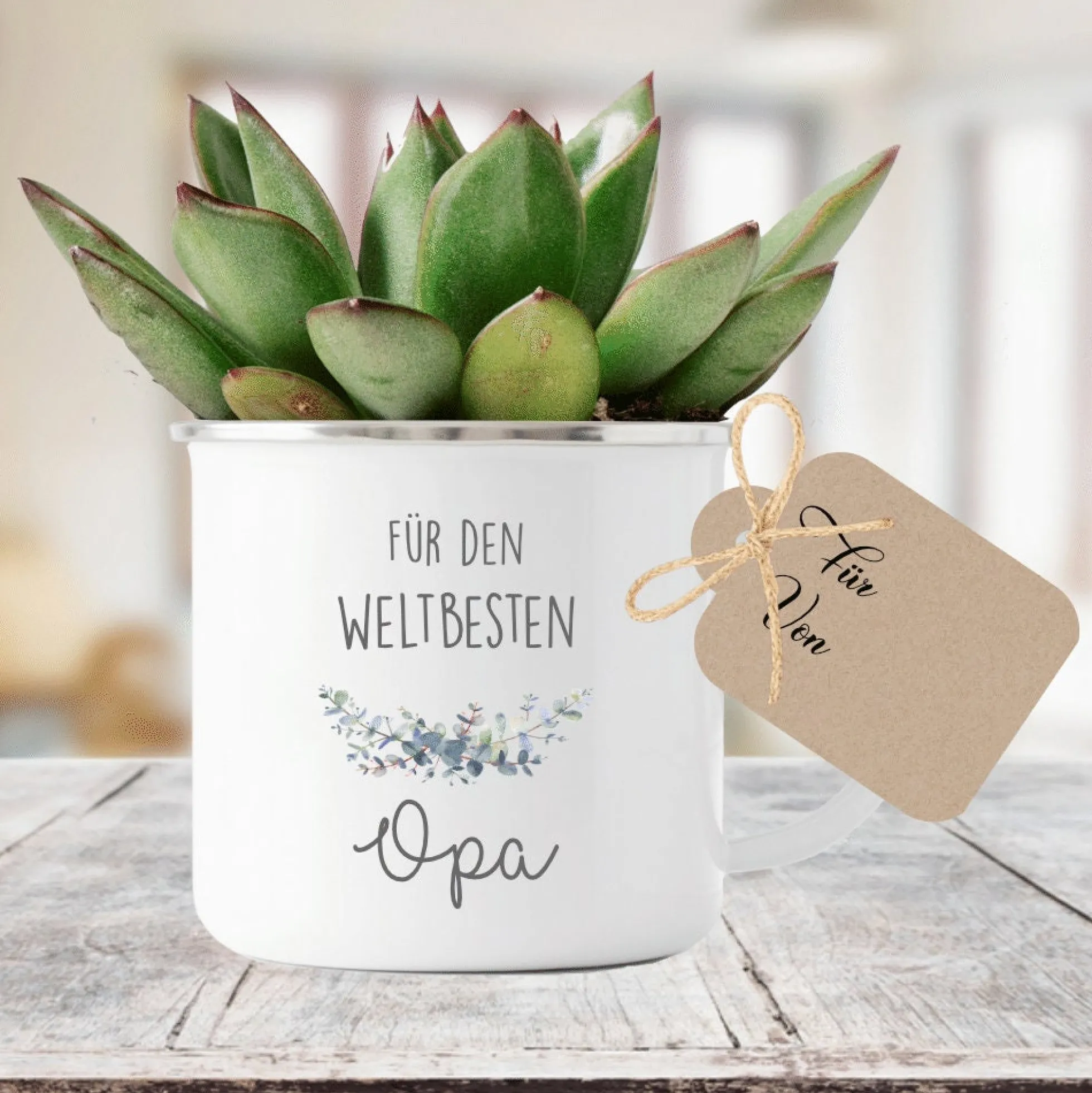 Tasse "Für den Weltbesten Opa" | Originelle Geschenkidee für Großväter | inkl. Geschenkanhänger zum Beschriften | 2 Motivvarianten zur Auswahl