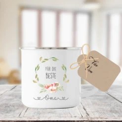 Tasse "Für die beste Oma" | Kreative Geschenkidee für Großmütter | inkl. Geschenkanhänger zum Beschriften | 2 Motivvarianten zur Auswahl