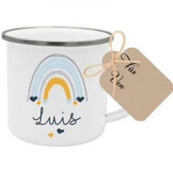 Tasse für Jungen u. Mädchen "Regenbogen" mit Namen | Sinnvolles Geschenk für Kinder | Persönlicher Kinderbecher, liebevoll personalisiert | 2 Motivvarianten zur Auswahl