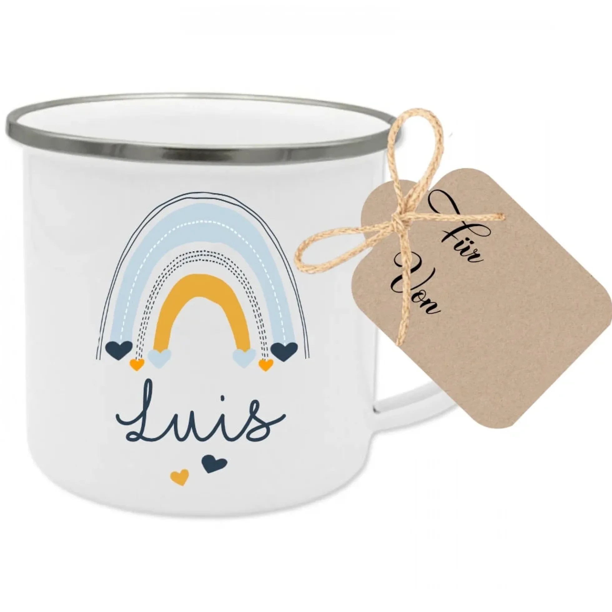 Tasse für Jungen u. Mädchen "Regenbogen" mit Namen | Sinnvolles Geschenk für Kinder | Persönlicher Kinderbecher, liebevoll personalisiert | 2 Motivvarianten zur Auswahl