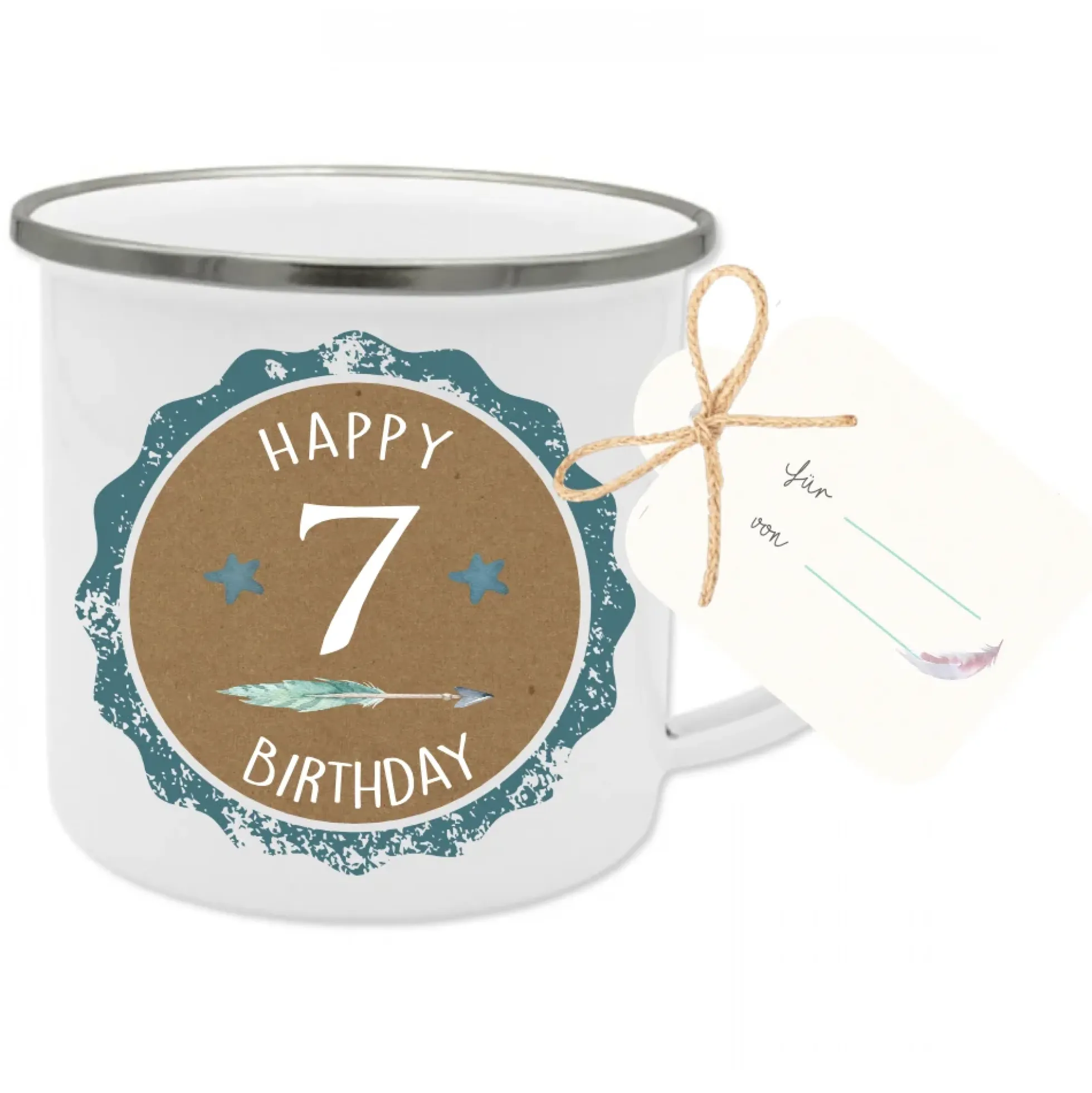 Tasse "Happy Birthday" für Kinder zum 1 - 7 Geburtstag | Originelle Geschenkidee, angefertigt mit dem Alter des Kindes | 2 Farbvarianten für Mädchen und Jungen zur Auswahl