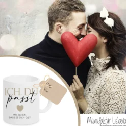 Tasse "Ich Du passt" Geschenk Paare Verliebte Kaffeetasse mit Spruch