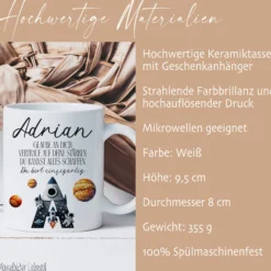 Tasse Junge Weltall Astronaut Monogramm Keramiktasse Name personalisiert Rakete Einschulung Geburtstag Geschenk I Manufaktur Liebevoll
