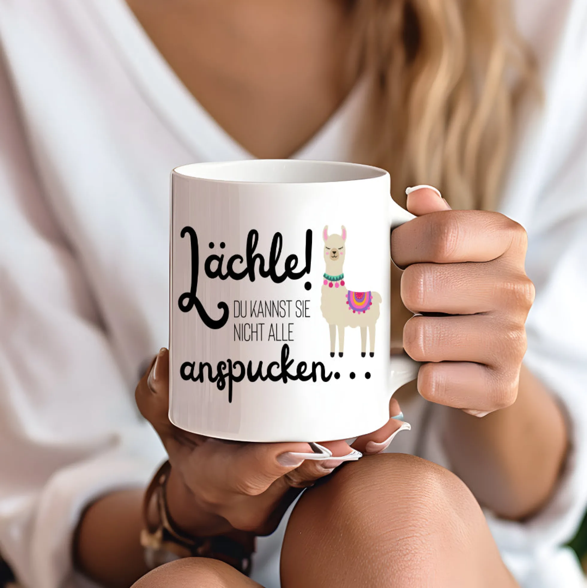 Tasse "Lächle! Du kannst sie nicht alle anspucken"