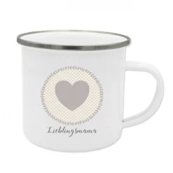 Tasse "Lieblingsmama" | Besondere Geschenkidee für Mütter | Emailletasse als Geschenk mit einem Herz handgefertigt
