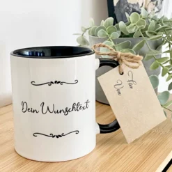 Tasse mit individuellen Wunschtext zum Gestalten | Personalisierte Keramiktasse mit Schriftzug