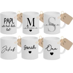 Tasse mit Namen und Schriftzug aus Keramik | Geschenk für Frauen und Männer | Personalisierung individuell anpassbar | 6 Motivvarianten zur Auswahl
