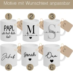 Tasse mit Namen und Schriftzug aus Keramik | Geschenk für Frauen und Männer | Personalisierung individuell anpassbar | 6 Motivvarianten zur Auswahl