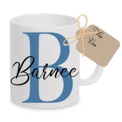 Tasse mit Name und Buchstabe Initiale Monogramm personalisiert mit Namen und Buchstabe als Buchstabentasse weiß Keramik