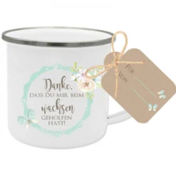 Tasse mit Spruch "Danke, dass du mir beim Wachsen geholfen hast" | Kreative Geschenkidee für die Erzieherin, Hebamme und Tagesmutter zum Abschied