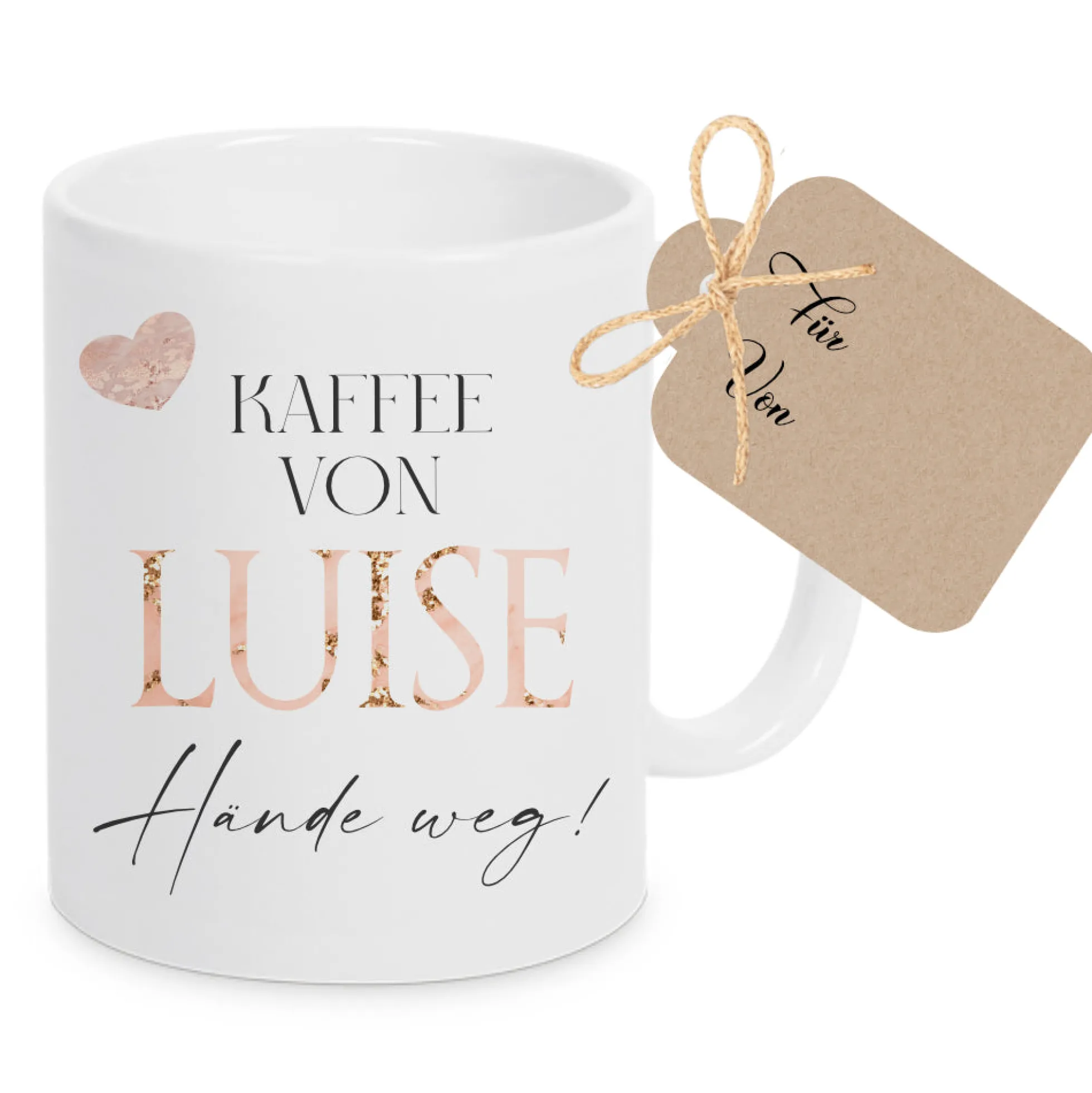 Tasse mit Spruch: Finger weg! und Namen Sie und Ihn | Kaffeetasse aus Keramik | 2 Motivvarianten zur Auswahl