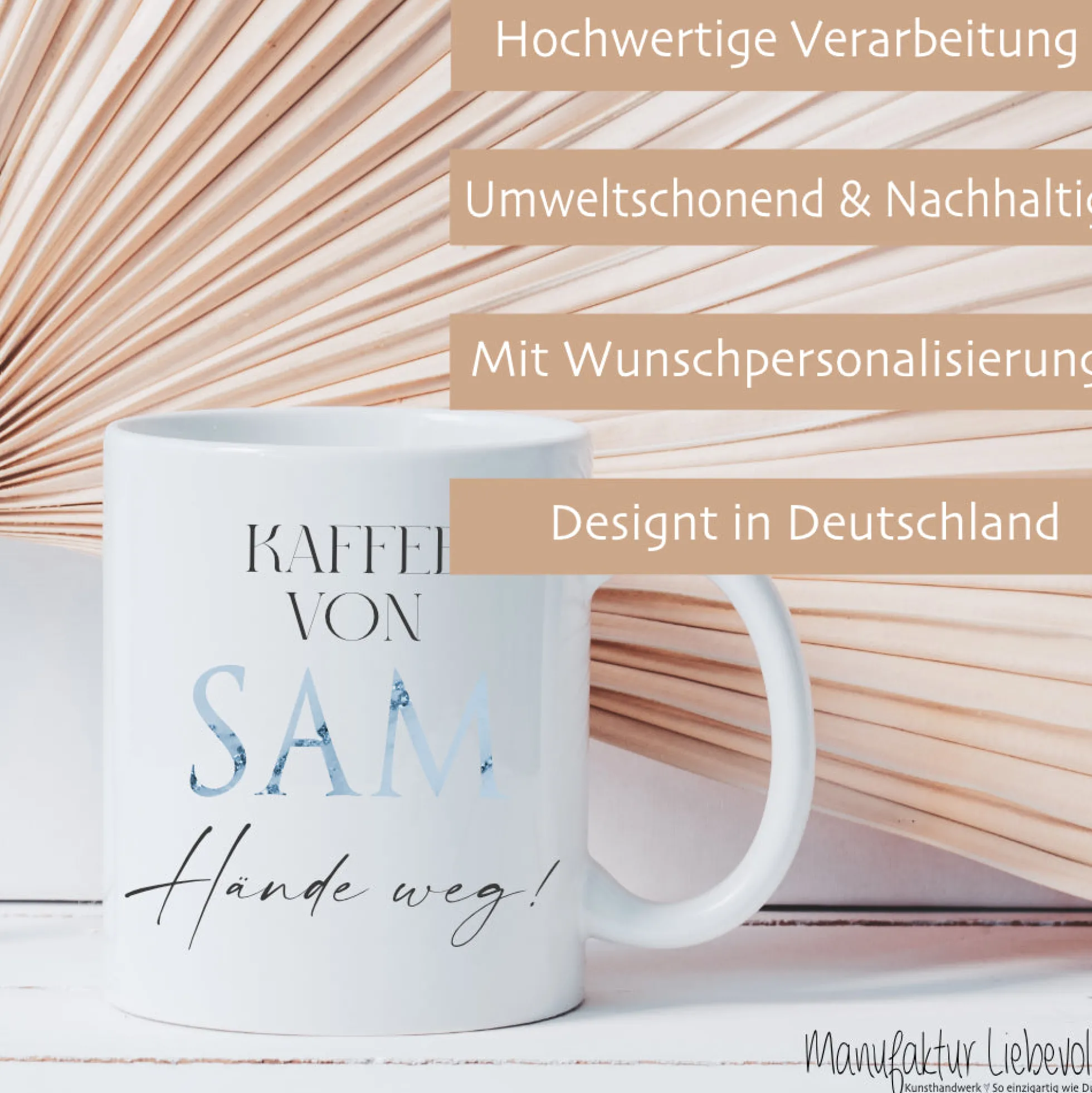 Tasse mit Spruch: Finger weg! und Namen Sie und Ihn | Kaffeetasse aus Keramik | 2 Motivvarianten zur Auswahl