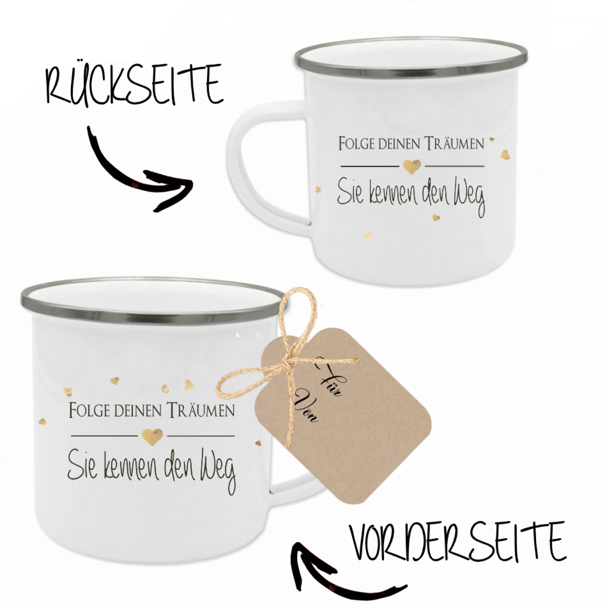 Tasse mit Spruch "Folge deinen Träumen" | Besonderes Geschenk und persönliche Geschenkidee | Tassengeschenk inkl. Geschenkanhänger